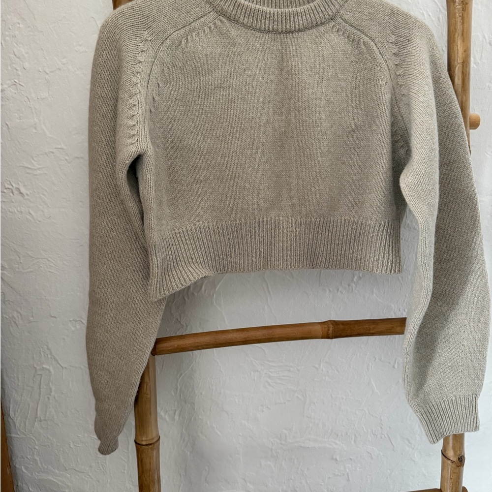 The Frankie Shop Light Gray Cropped Round Neck Sweater New